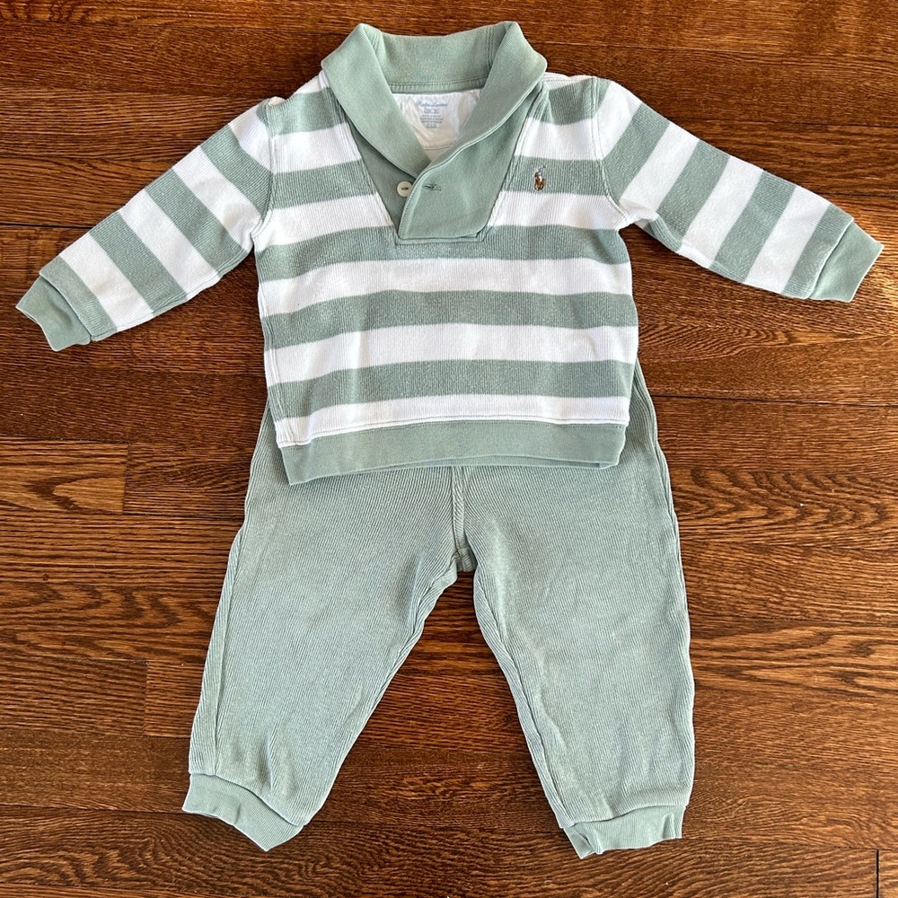Ralph Lauren Kids Set in Sage and White